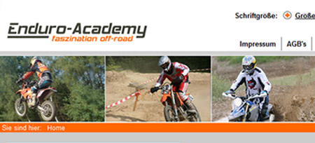Screenshot der Webseite www.enduro-academy.de
